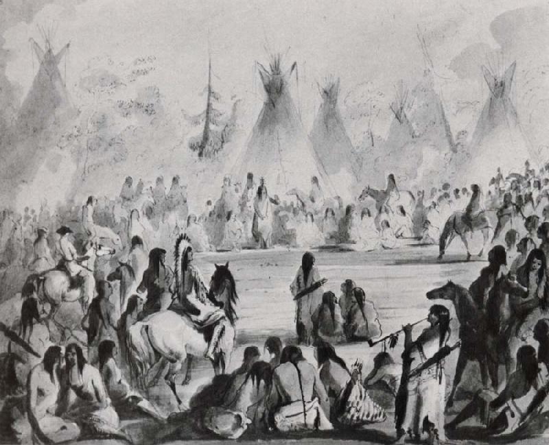 Miller, Alfred Jacob Indians Assembled in Grand Council to Hold a Talk France oil painting art